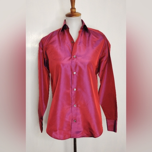 IRIDESCENT SILK BLOUSE - Picture 1 of 8